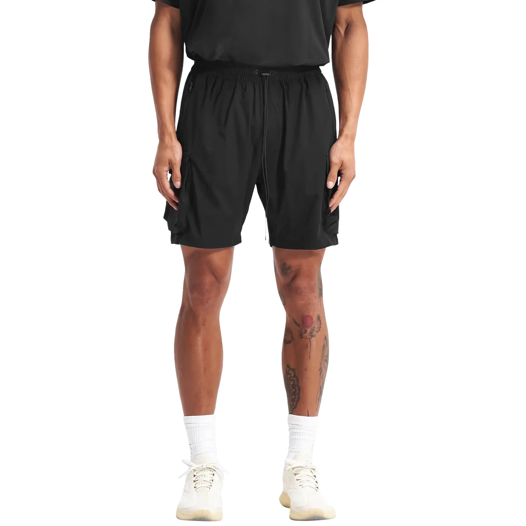 Represent 247 Black Athletic Shorts for Men - Lightweight Workout Running Gym Basketball Shorts with Pockets - Perfect for Sports, Training & Casual Wear