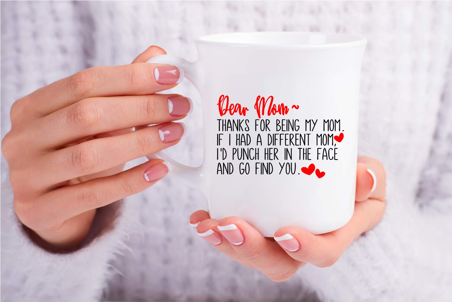 Funny Coffee Mug for Mom - 'Thanks For Being My Mom' Unique Birthday & Mother's Day Gift from Daughter or Son - 11oz Ceramic Cup for Coffee, Tea & Office Use