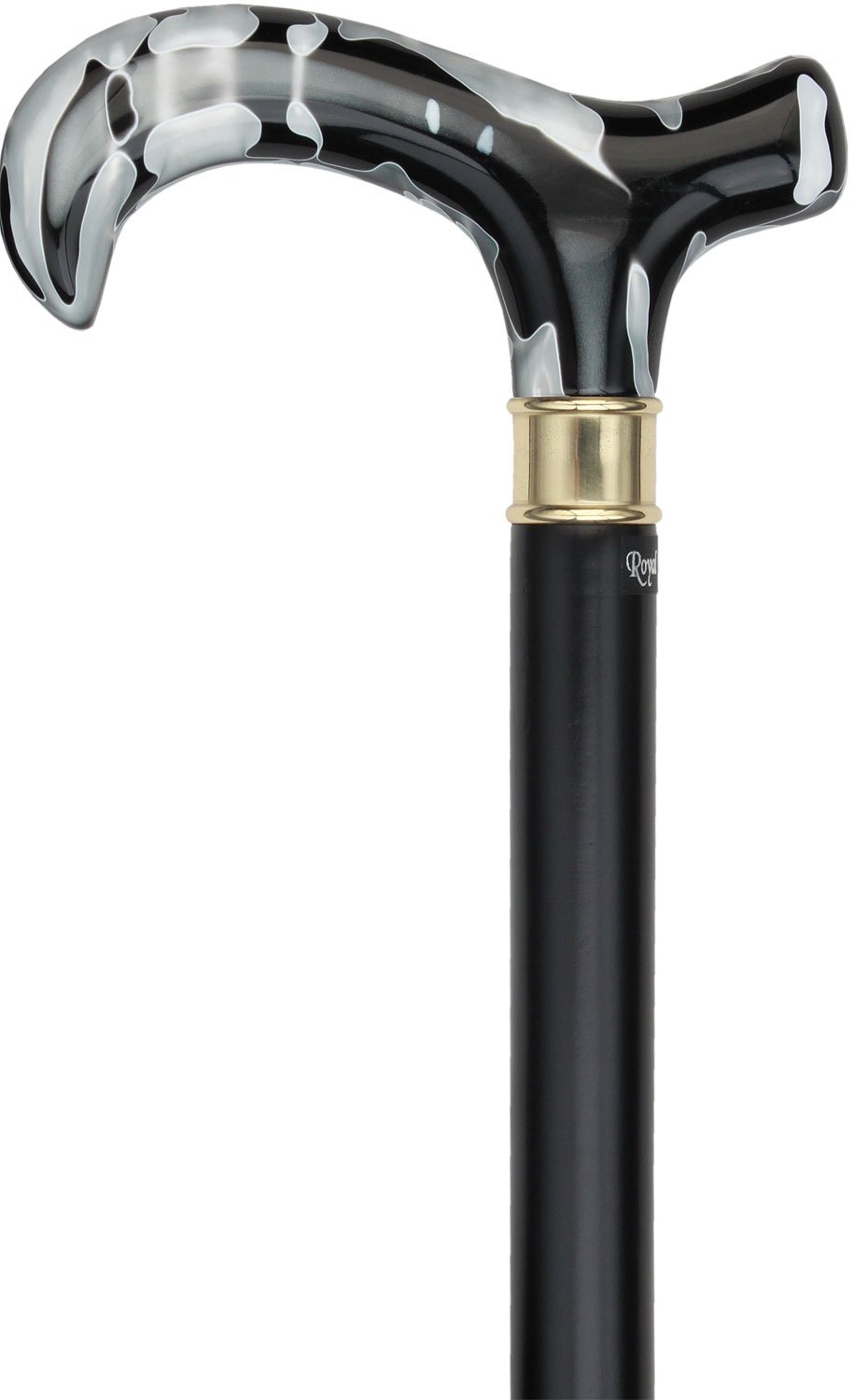 Premium Extra Long Super Strong Derby Walking Cane - Adjustable Height, Lightweight & Durable (Black/White) - Ideal for Seniors, Hiking, Travel & Mobility Support