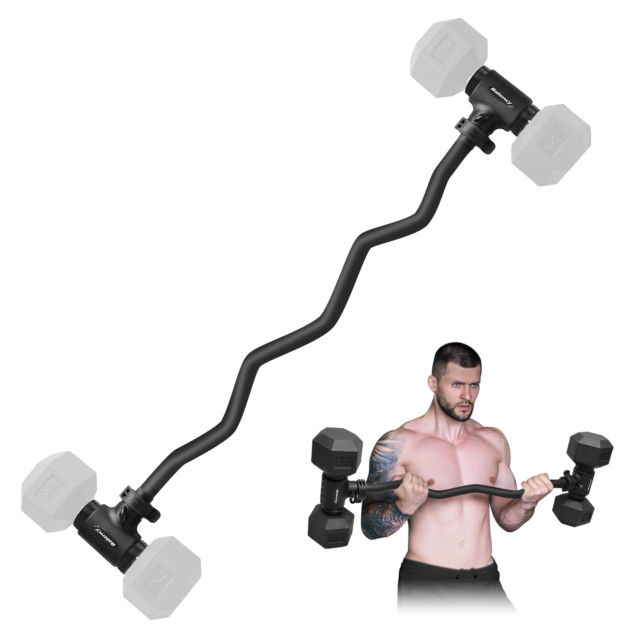 Dumbbell to Barbell Converter Bar - Adjustable Weight Up to 200LB for Home Gym, Strength Training & Weight Lifting | Perfect for Space-Saving Workouts & Full-Body Exercises