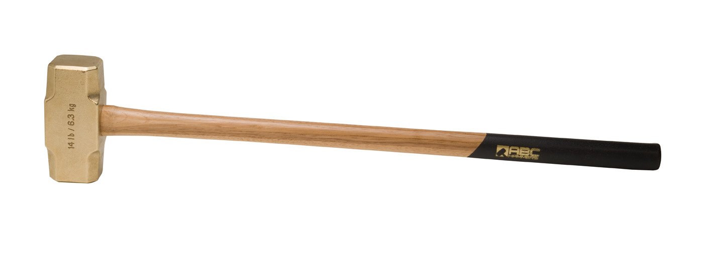 ABC14BW 14-Pound Brass Hammer with 32-Inch Wood Handle - Heavy Duty Construction Tool for Framing, Blacksmithing & Metalworking - Perfect for Professional Builders, DIY Projects & Workshop Use