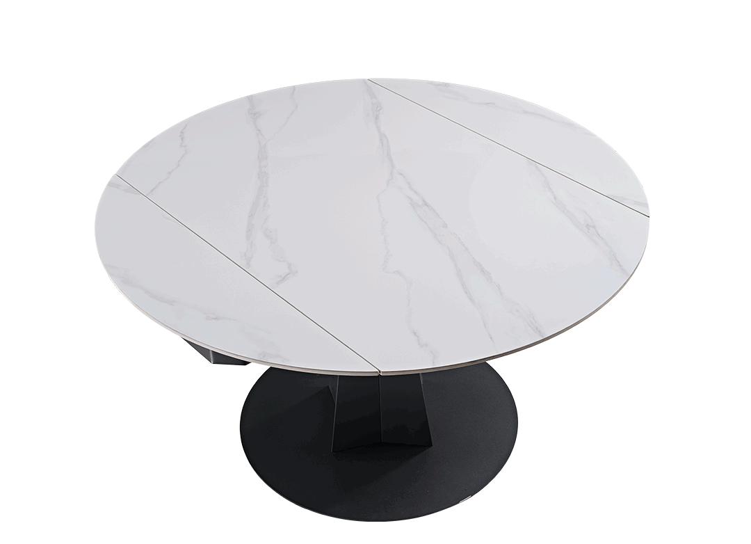 Amelia 33-53 Inch Round Extendable Dining Table in Black & White - Perfect for Small Spaces, Family Dinners & Entertaining Guests