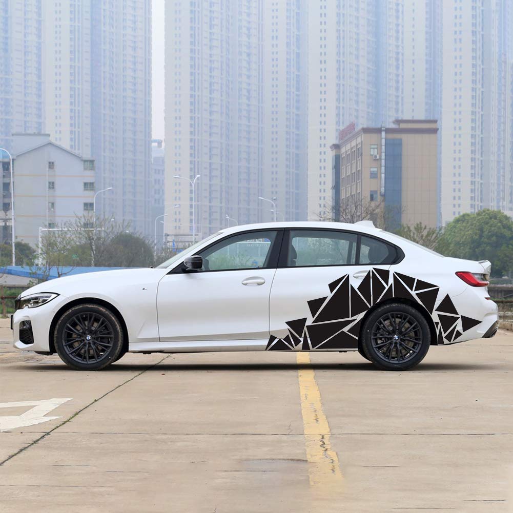 Unique Triangle Car Side Stickers - 2MX60CM Vinyl Racing Decals for Sports Cars - Fast Delivery