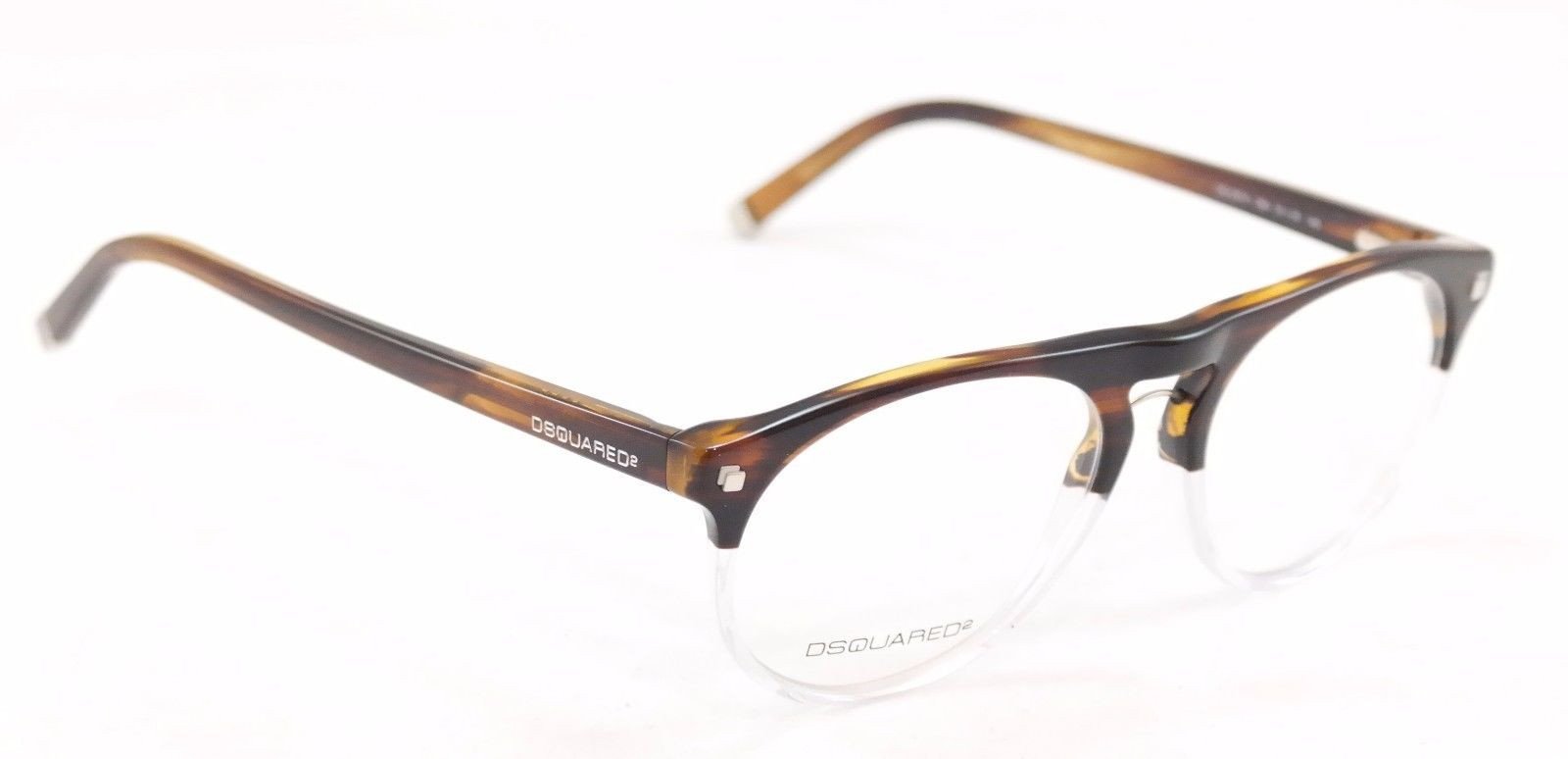 Dsquared2 DQ5074 056 Brown Havana White Plastic Eyeglasses Frame - Made in Italy - 51-16-145 Size - Perfect for Fashion & Reading Glasses