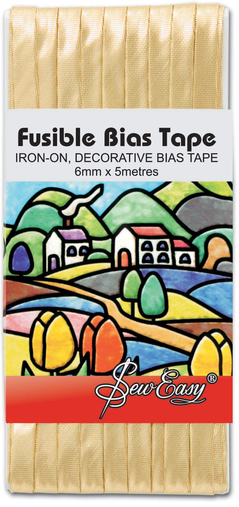 Gold Iron-On Fusible Bias Tape - 1/2 Inch Wide for Sewing, Quilting & DIY Crafts - Perfect for Hemming, Seam Binding & Fabric Edging