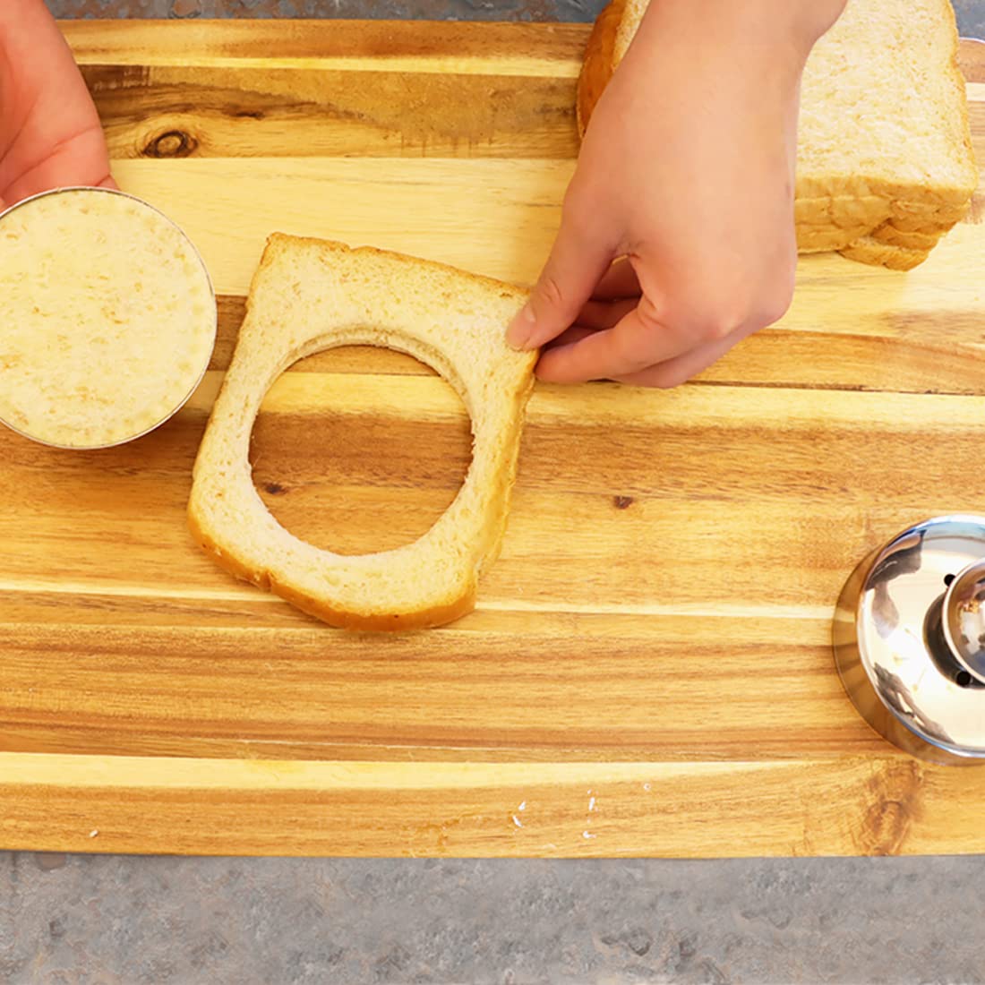 KAYCROWN Sandwich Cutter and Sealer - Stainless Steel Uncrustables Sandwich Maker for Kids Lunch, DIY Pancake & Cookie Cutter for Boys & Girls Bento Box (Pack of 2) - Perfect for School Lunches, Picnics, and Party Snacks