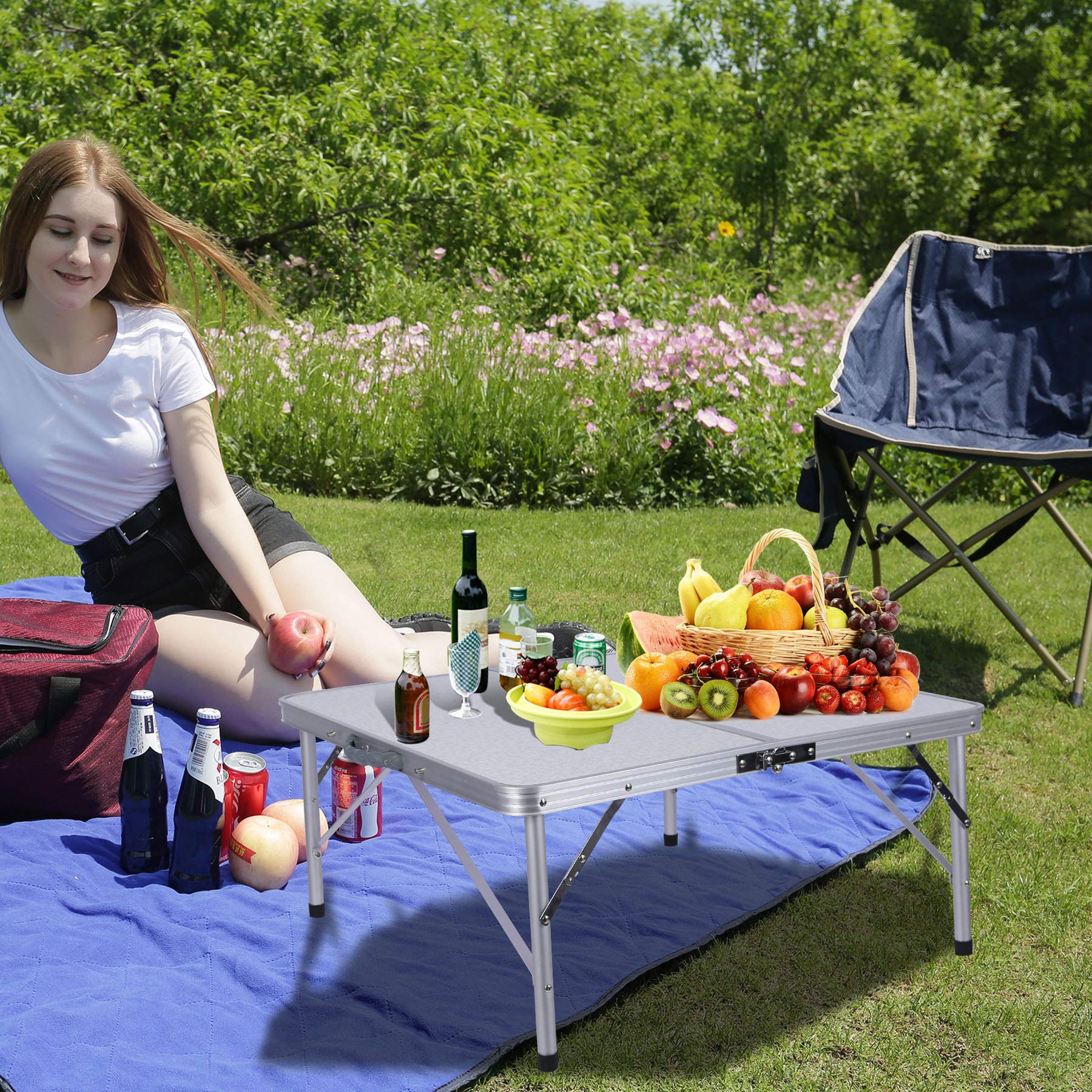 Portable Folding Card Table 32x32 Inch - Waterproof MDF Top, Lightweight Square Folding Table for Adults - Indoor & Outdoor Use - White - Perfect for Game Nights, Picnics, Camping and Parties