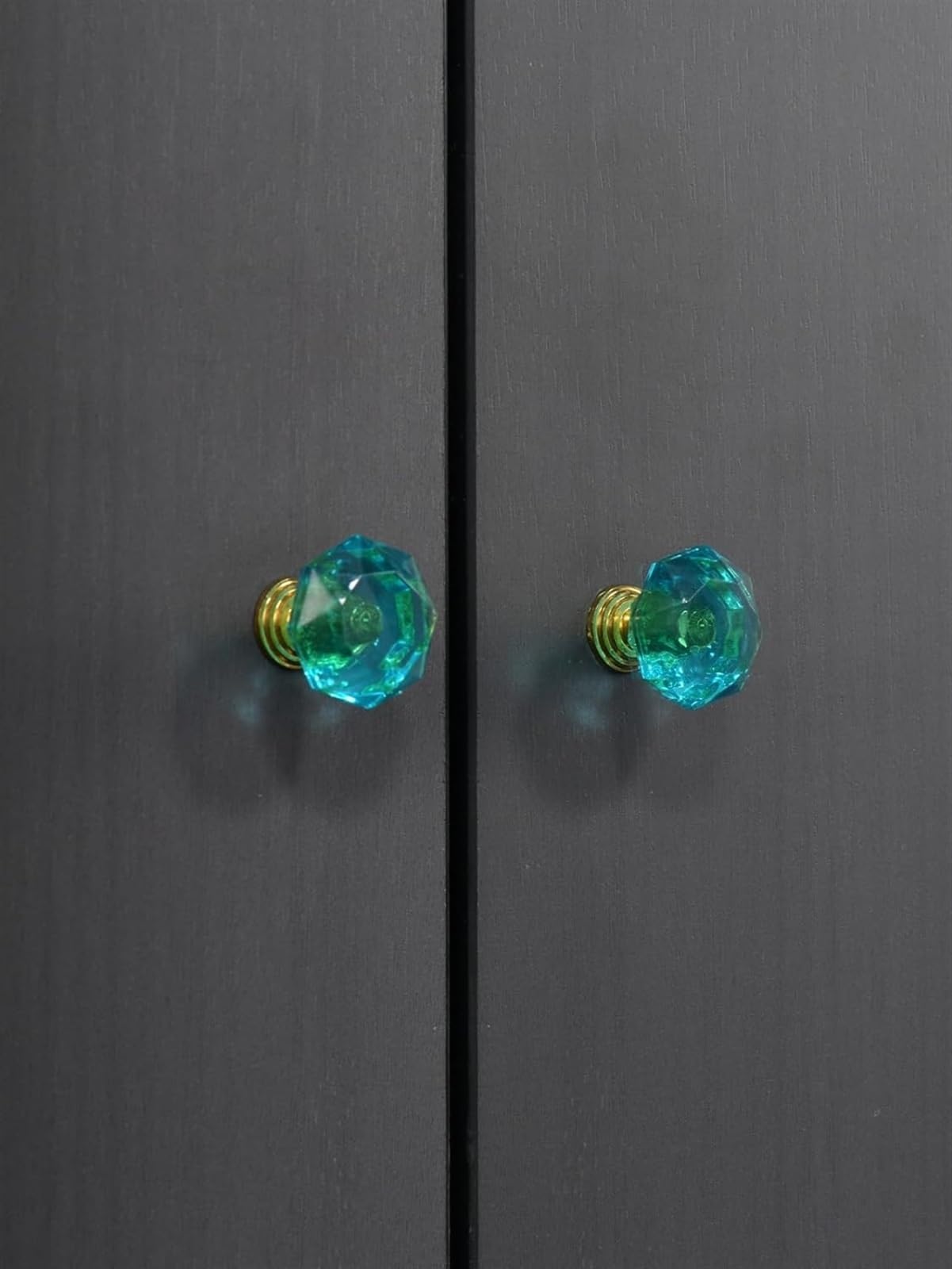 Colorful Crystal Cabinet Knobs and Drawer Pulls - 10 Pack Kids Drawer Handles in Blue, Green & Silver | Diamond Shaped Clear Knobs for Bedroom, Kitchen & Nursery Furniture