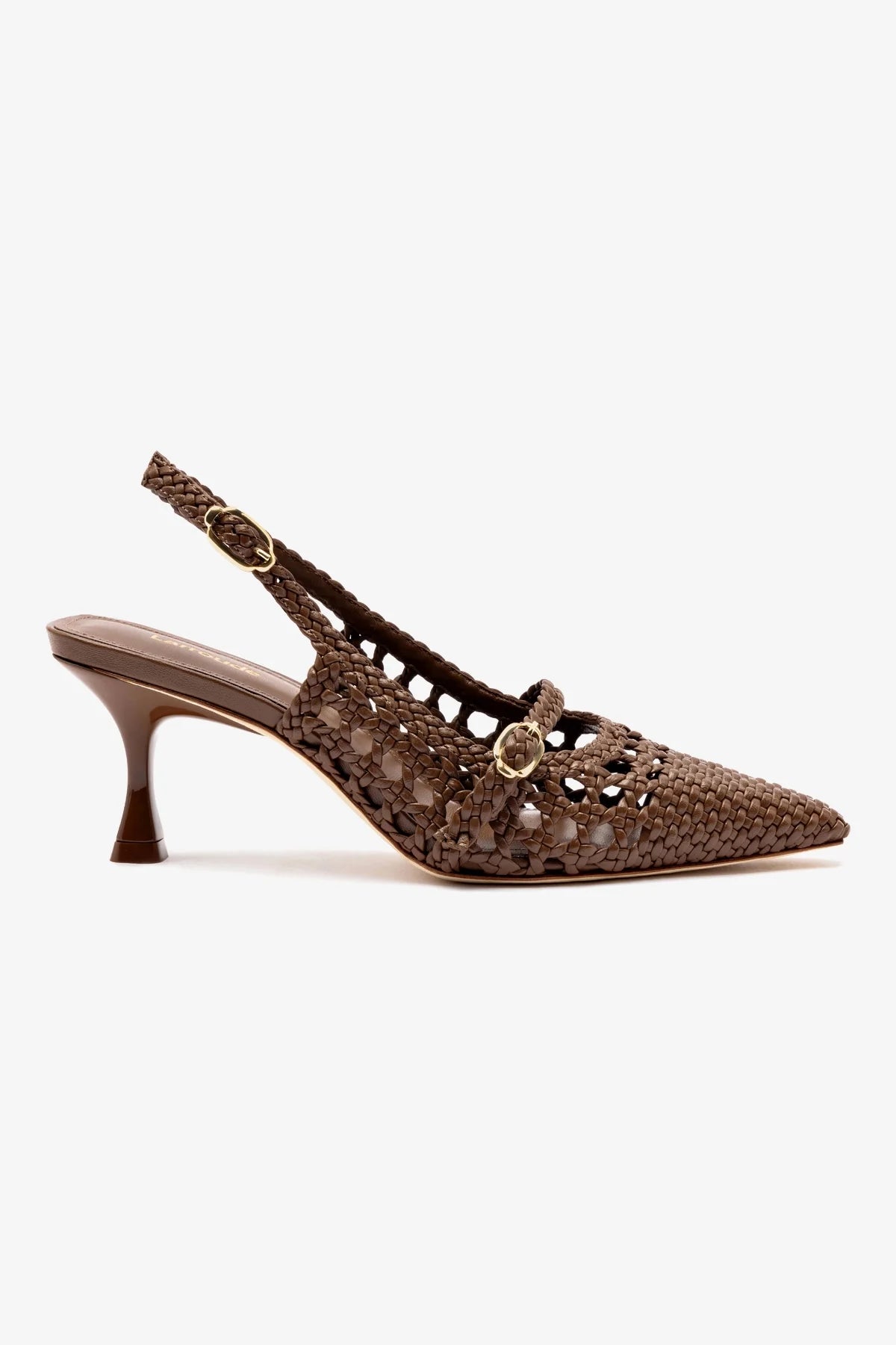 Ines Macrame Pump Shoes in Burnt Umber Leather - Stylish Women's Ankle Strap Heels for Casual Outings & Date Nights