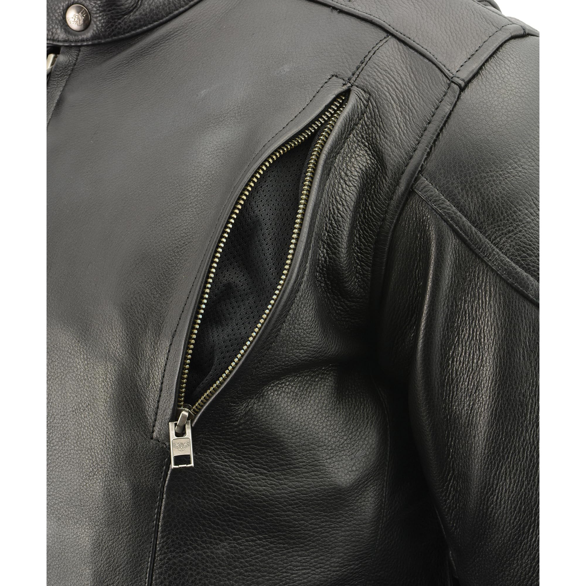 Milwaukee Leather ML1010 Men's Side Lace Vented Black Leather Scooter Jacket - Black | Motorcycle Riding & Urban Fashion | Perfect for Bikers & Streetwear Enthusiasts