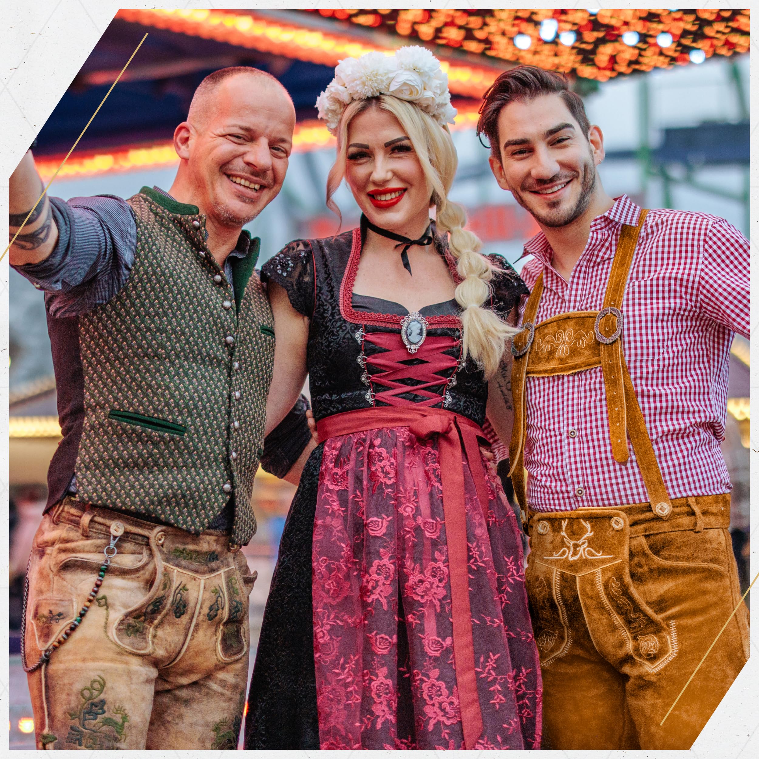Authentic German Lederhosen for Men - Genuine Leather Bavarian Trachten Shorts, Light Brown Oktoberfest Costume | Perfect for Oktoberfest, Beer Festivals, Cultural Events & Bavarian Themed Parties