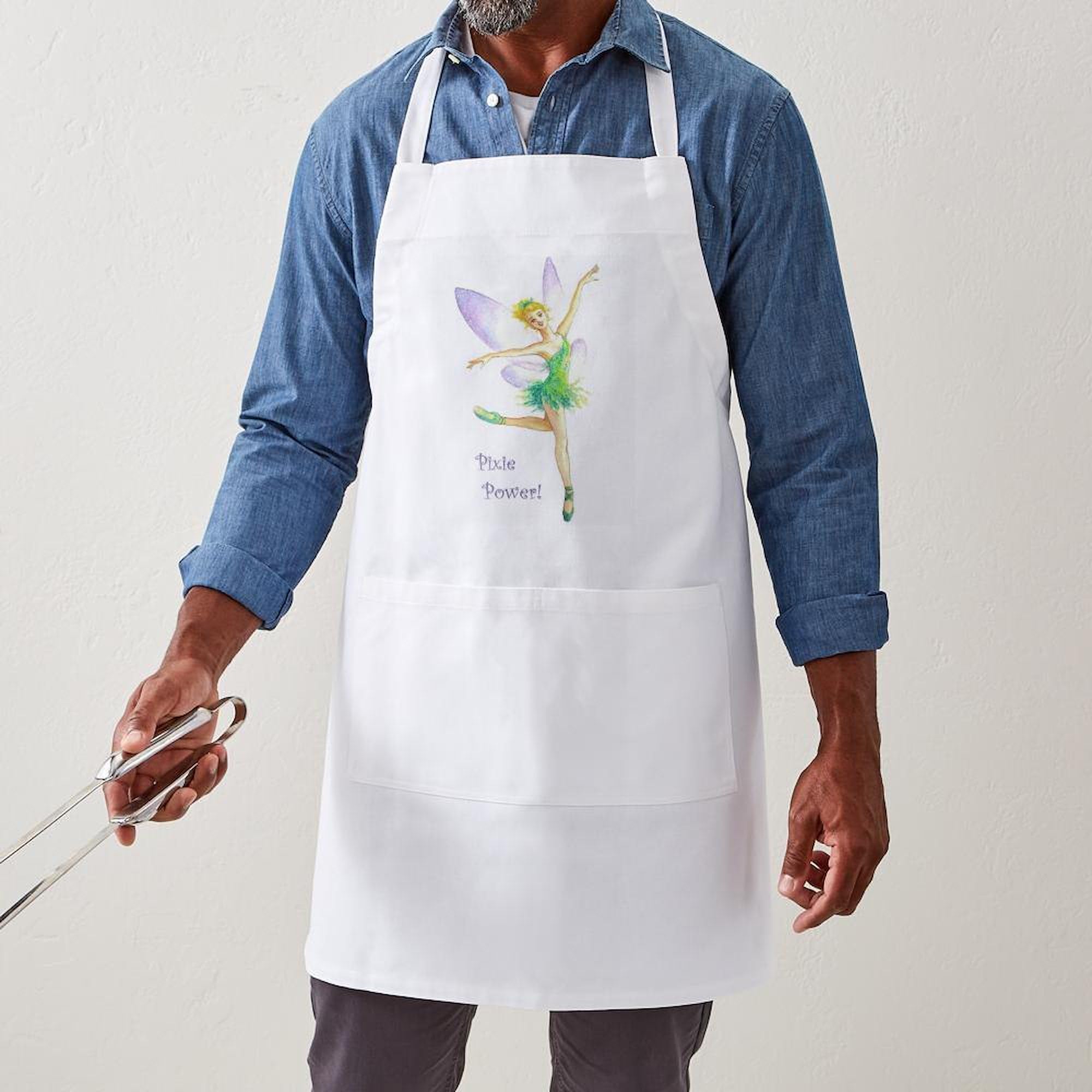 Tinkerbell Ballet Kitchen Apron with Pockets - Adjustable Grilling & Baking Apron for Women, Cooking, BBQ, Hosting Parties & Gift Giving
