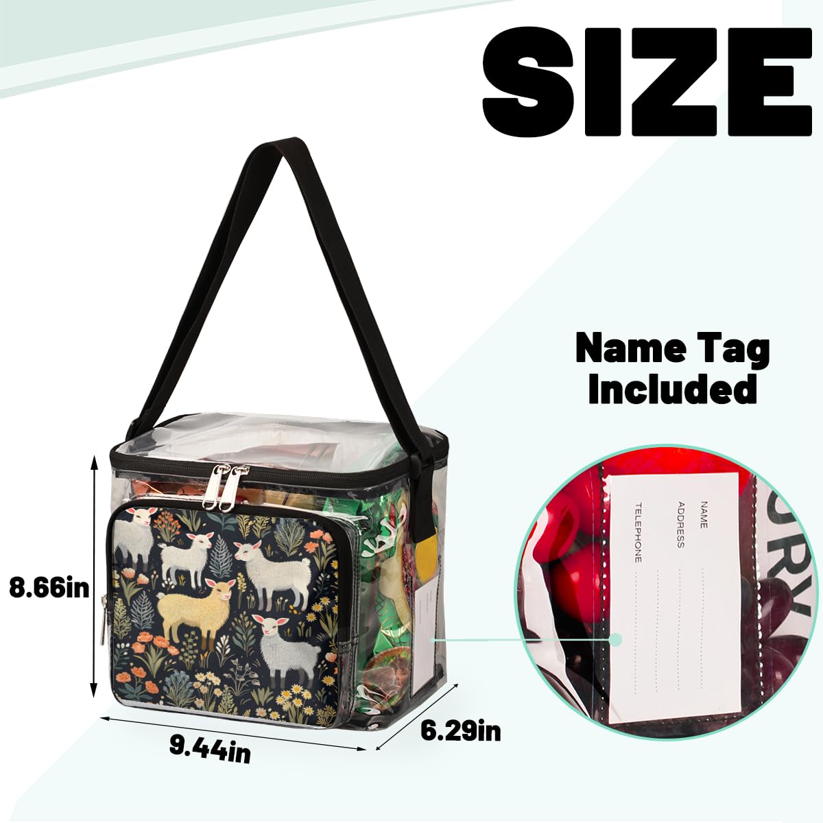 GzLeyigou Clear Llama Animal Tote Bag with Handles - Transparent Crossbody Shoulder Bag for Lunch, Travel & Outdoor Activities | Perfect for Picnics, Concerts, Sports Events & Stadium Approved | Multi-Purpose Fashion Accessory for Women & Girls