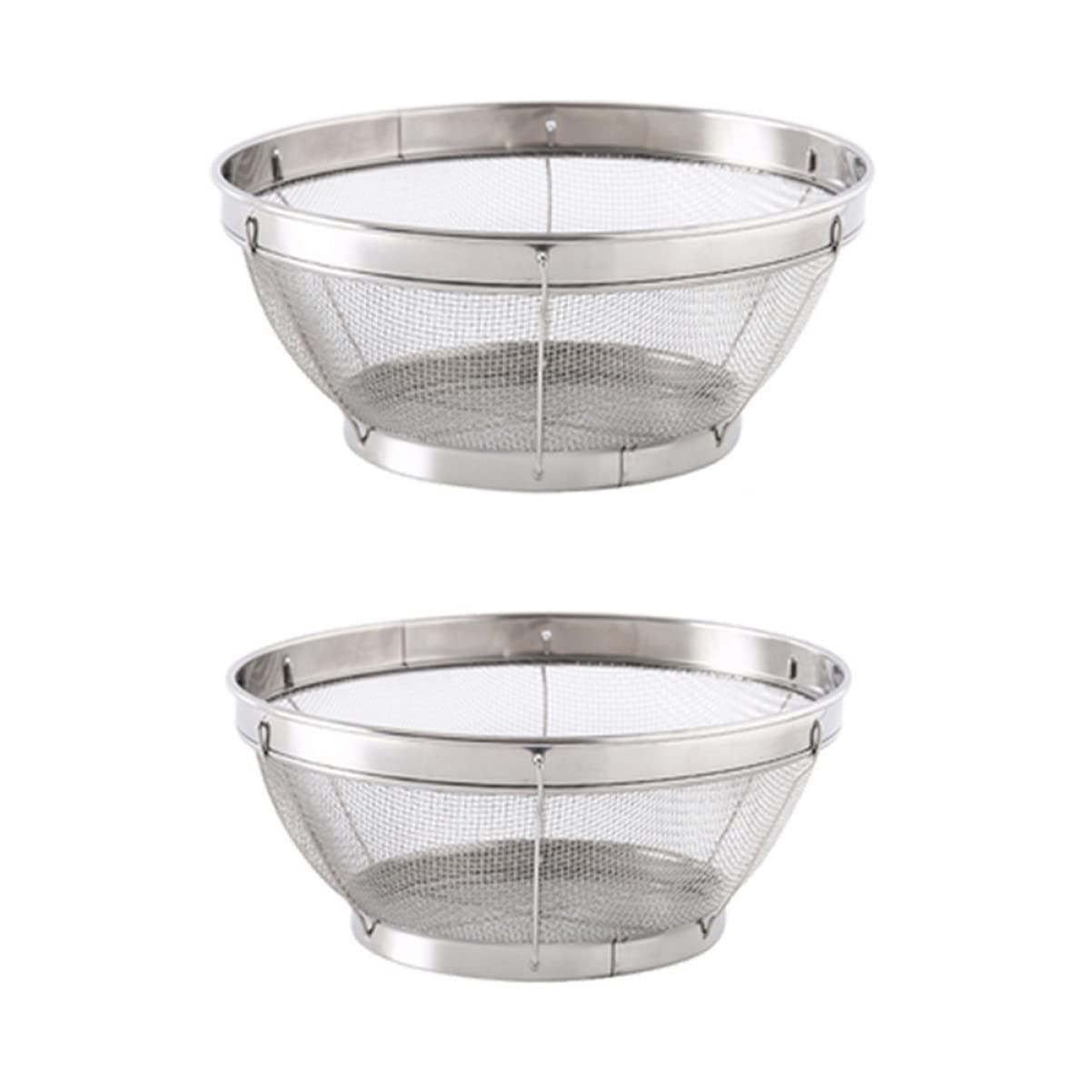 BESTonZON 2-Pack Stainless Steel Fine Mesh Colander - Vegetable & Rice Strainer, Washing & Draining Bowl for Kitchen - Perfect for Washing Fruits, Draining Pasta, and Storing Food