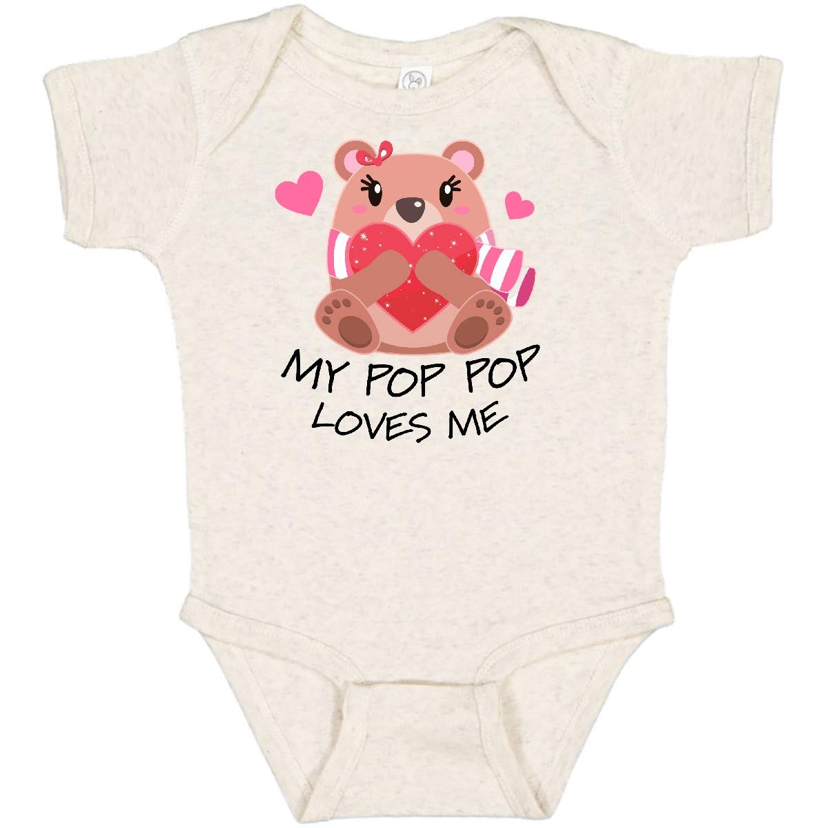Inktastic My Pop Pop Loves Me Bear & Hearts Baby Bodysuit - Cute Infant Onesie for Grandparents Day, Family Photos & Special Occasions
