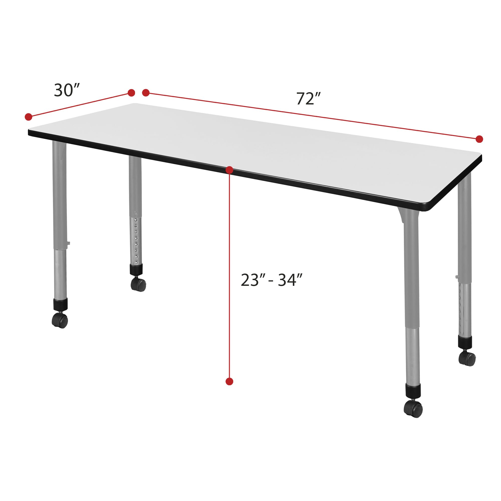 Regency Kee Adjustable Height Mobile Classroom Table Set with Two 12