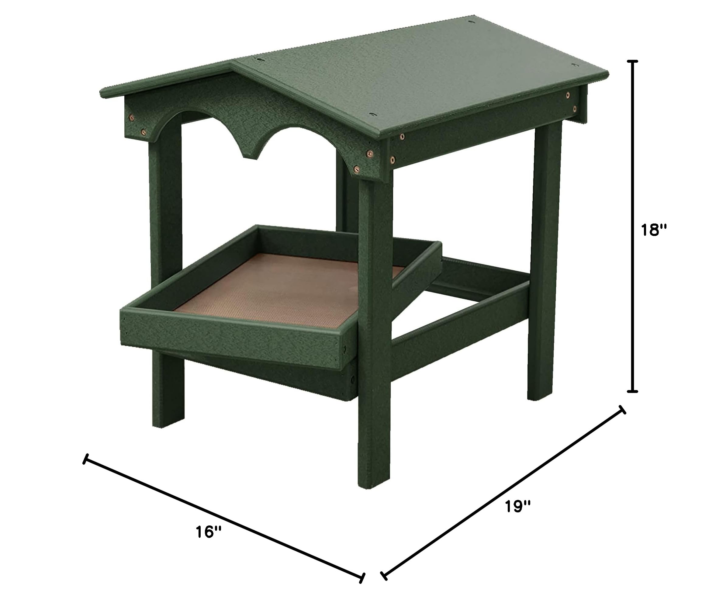 Amish-Made Recycled Plastic Large Raised Platform Bird Feeder with Removable Seed Tray - Durable Outdoor Turf Green Birdfeeder for Backyard, Garden & Wildlife Watching