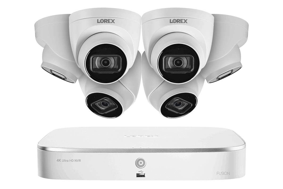 Lorex N4K2-86WD 8-Channel 4K NVR Security System with 6 x 8MP IP Dome Cameras - 130ft Night Vision, Color Night, Listen-in Audio | Indoor/Outdoor Home & Business Surveillance