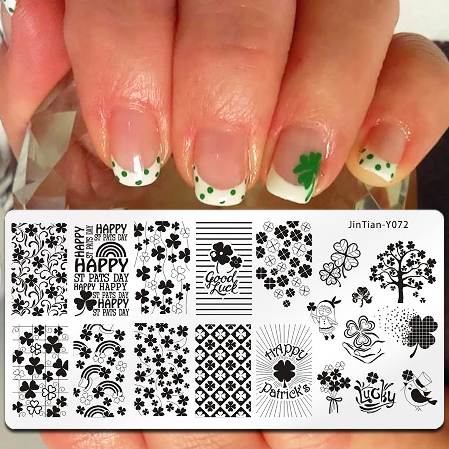 St. Patrick's Day Nail Stamping Plate Set - 10 Shamrock Nail Art Stencils for Gel & Polish - Irish Themed Manicure Tools for March 17th Decorations - Perfect for Spring Nail Designs & DIY Home Salon