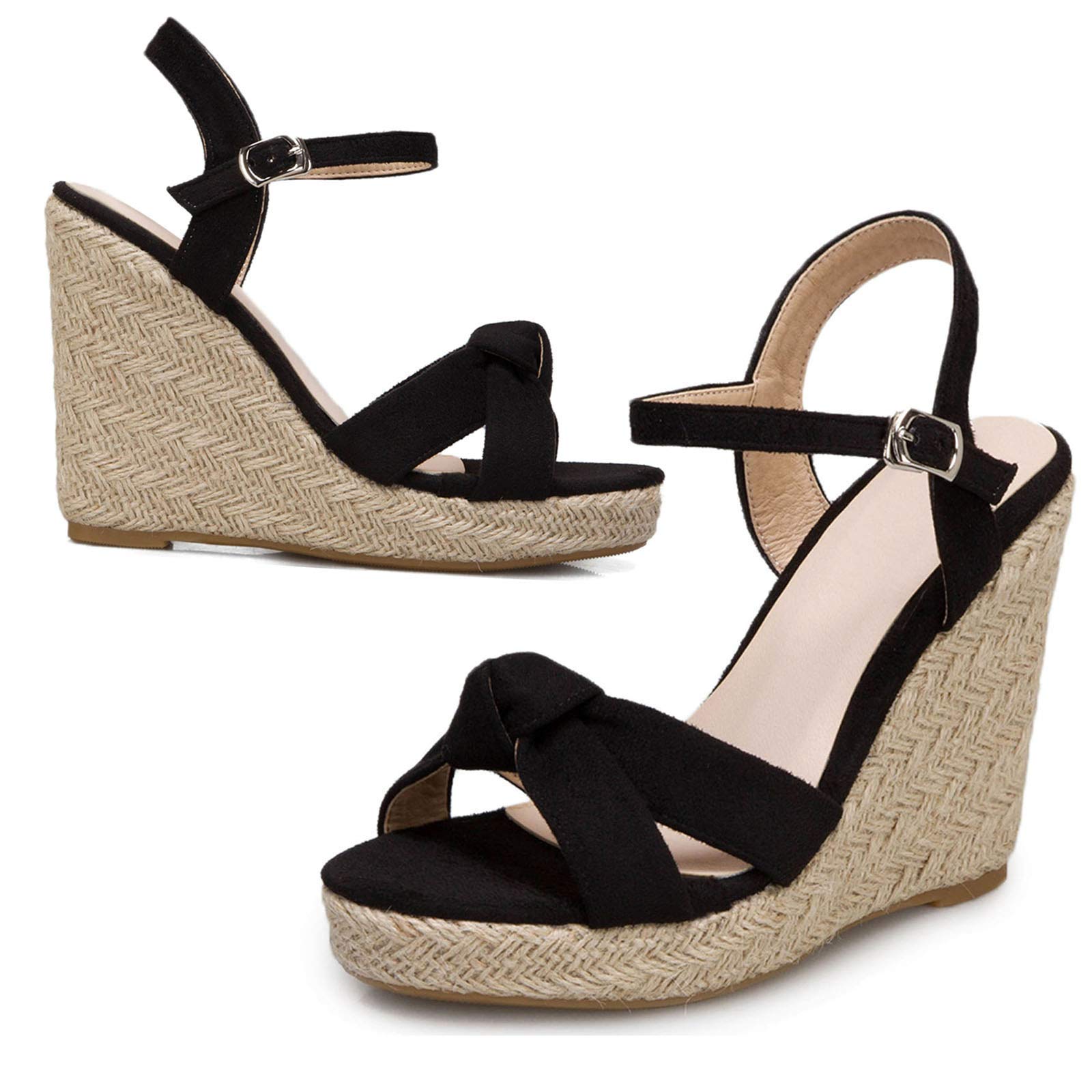 ZBYY Women's Summer Wedge Sandals - Ankle Strap Open Toe Espadrille Dress Sandals with Strappy Design | Perfect for Beach, Vacation, and Casual Outings