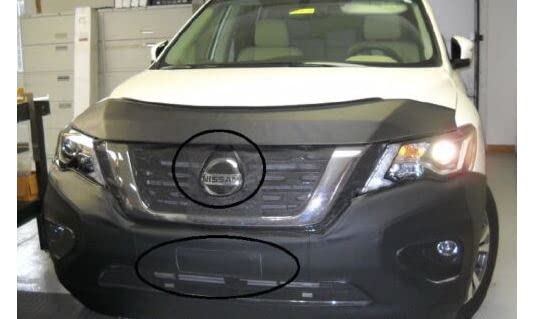 Lebra 2-Piece Front End Cover Black - Car Mask Bra for 2017-2019 Nissan Pathfinder - Paint Protection & Bug Shield for Highway Driving & Road Trips