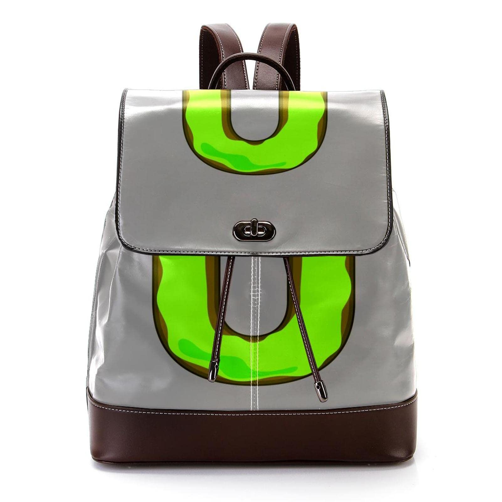 Casual Flap Backpack with Letter U Design - Light Grey Butter Cookies Print | Perfect for School, Travel & Everyday Use