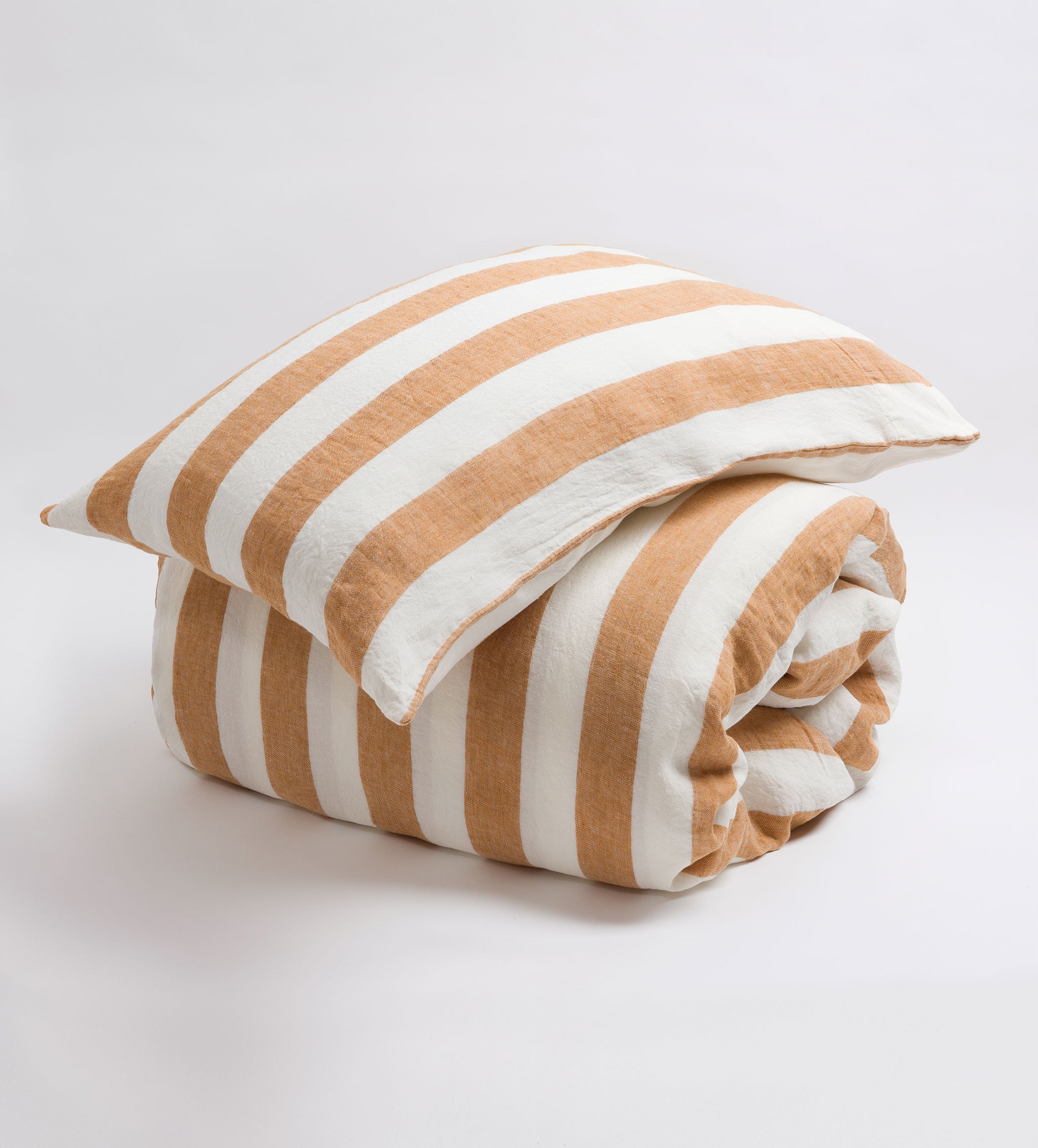 Amber Cora Stripe 100% Linen Duvet Cover Set - Soft Breathable Bedding for All Seasons - Perfect for Master Bedroom, Guest Room & Vacation Homes