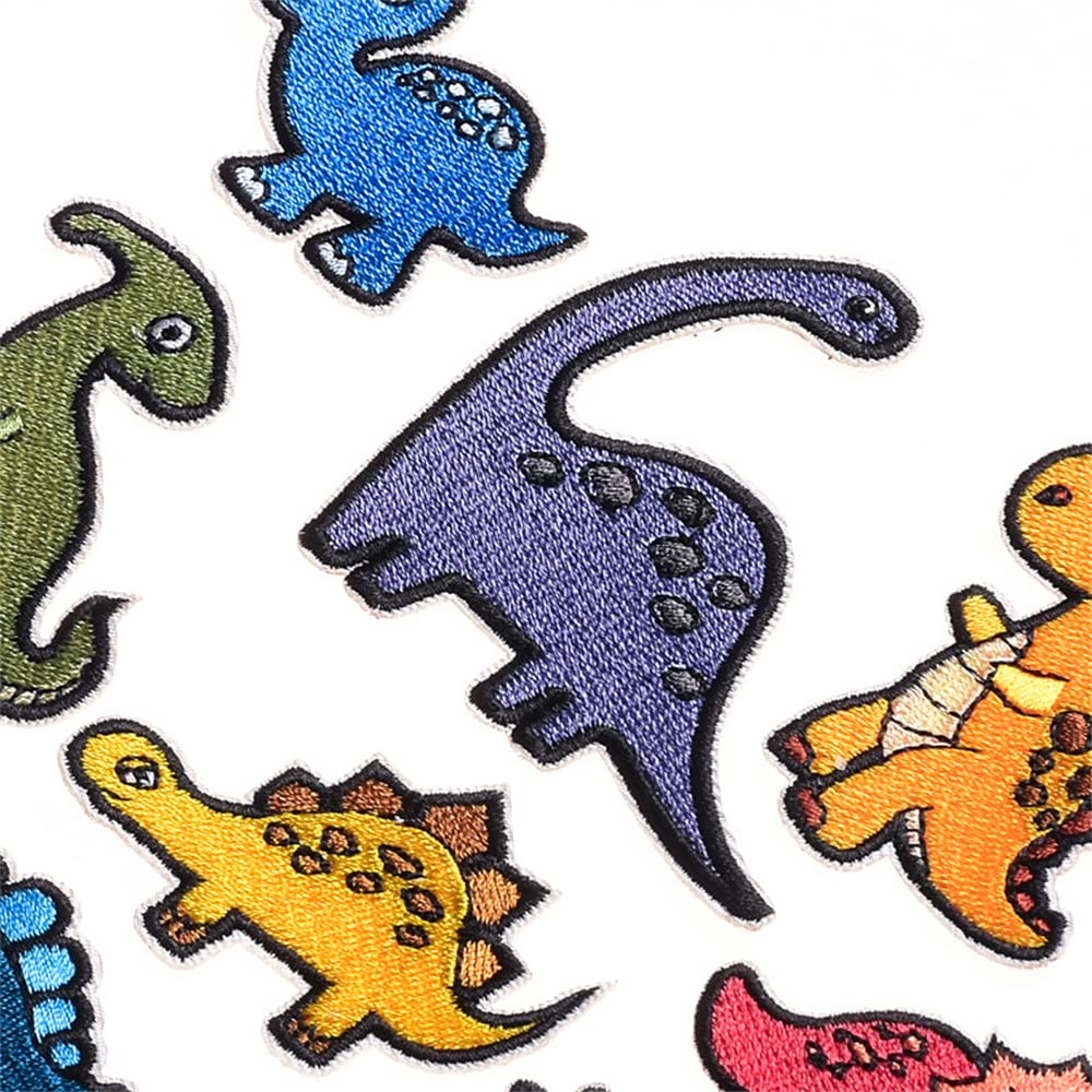 15 Pcs Iron On Embroidered Dinosaur Patches - Assorted Sizes Applique Kit for DIY Clothes, Jackets, Backpacks & Jeans - Perfect for Kids' Crafts, Costume Design & Fashion Upcycling (Dinosaur3)