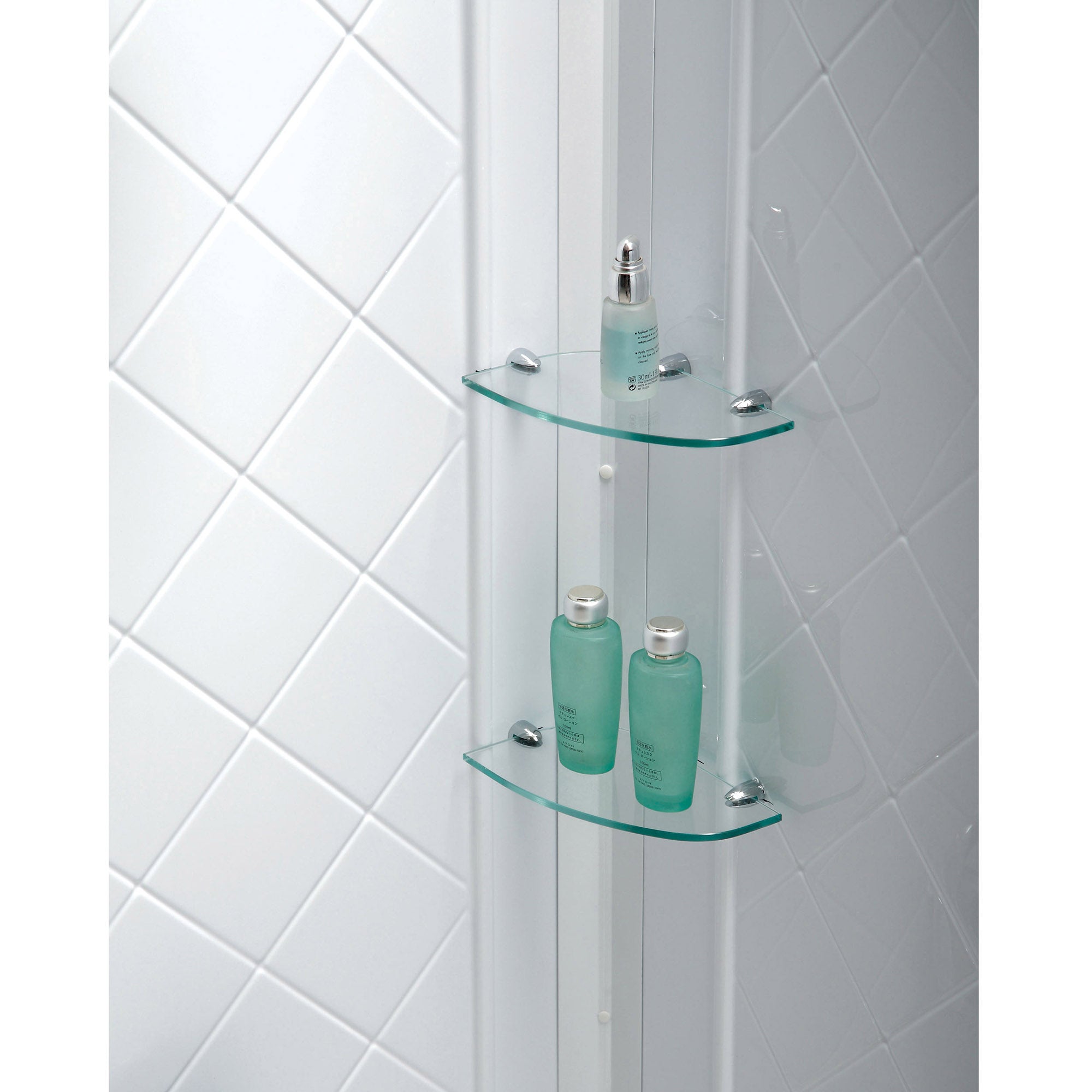 DreamLine 32x32x76.75 Inch SlimLine Double Threshold Shower Base & QWALL 4 Acrylic Backwall Kit - Perfect for Small Bathroom Remodeling & Space-Saving Shower Installation