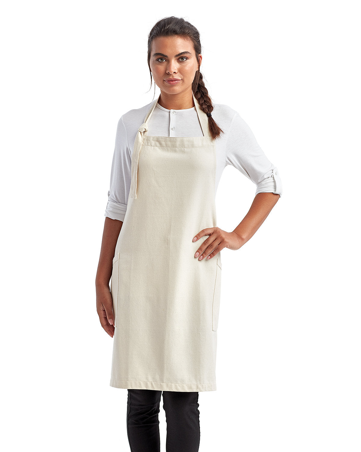 Reprime RP122 Unisex Recycled Bib Apron - Eco-Friendly Artisan Collection for Cooking, Baking & Grilling - Perfect for Chefs, BBQ & Kitchen Use