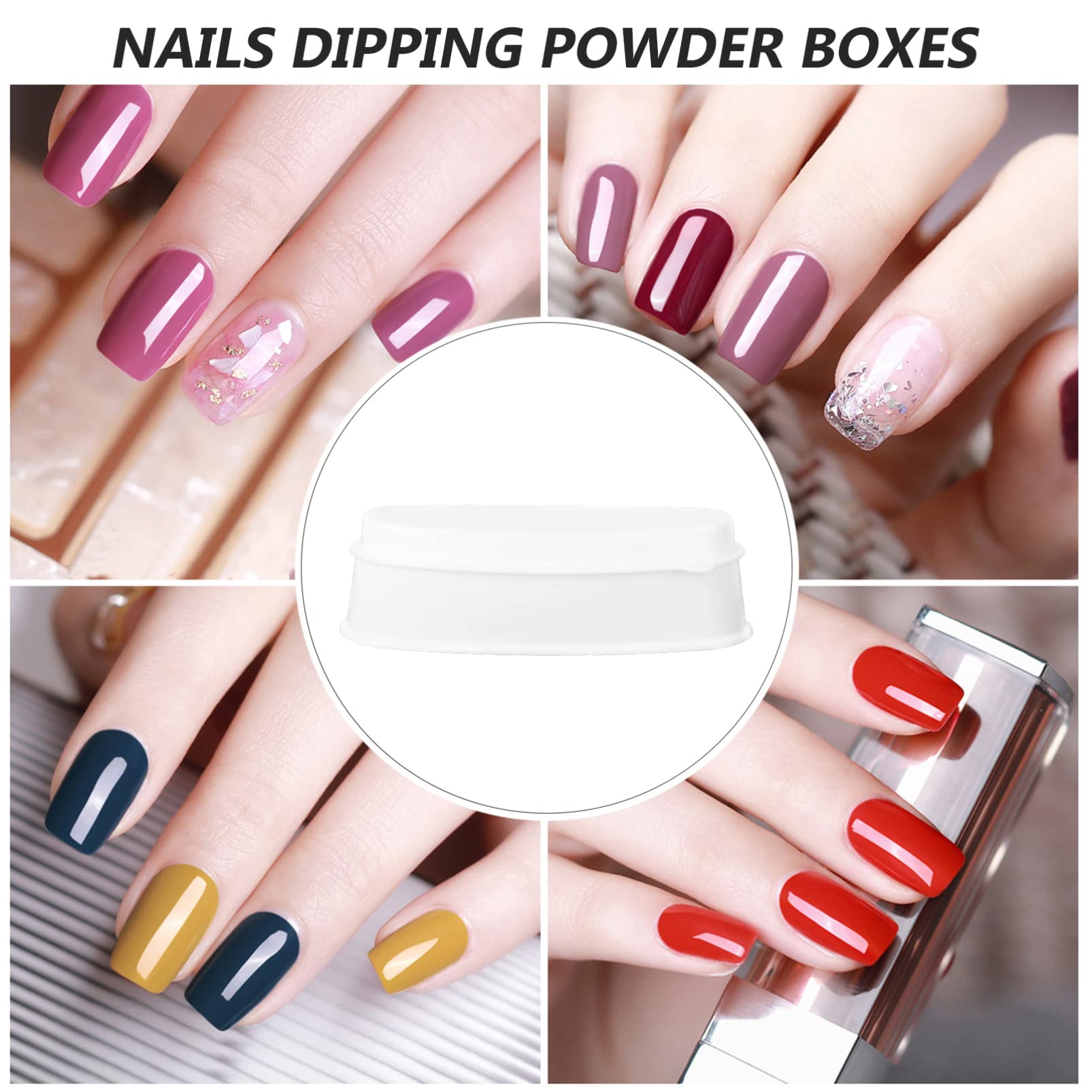 FOMIYES White Nail Polish Dip Tray Set - 2pcs French Nail Dipping Boxes for Manicure & Nail Extensions | Professional Nail Tech Accessories for Short & Long Nails | Perfect for Salon, Home Use & DIY Nail Art