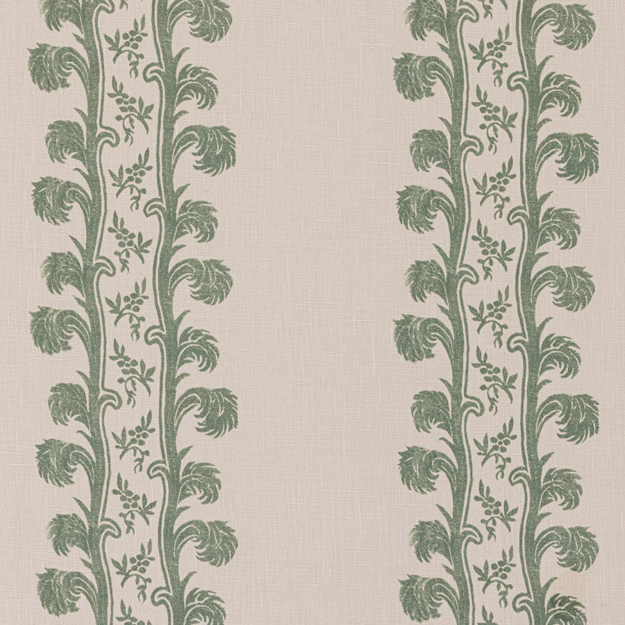 Premium Plume Stripe Linen Fabric - Soft & Breathable Forest Green Textile for Home Decor, DIY Crafts & Upholstery Projects