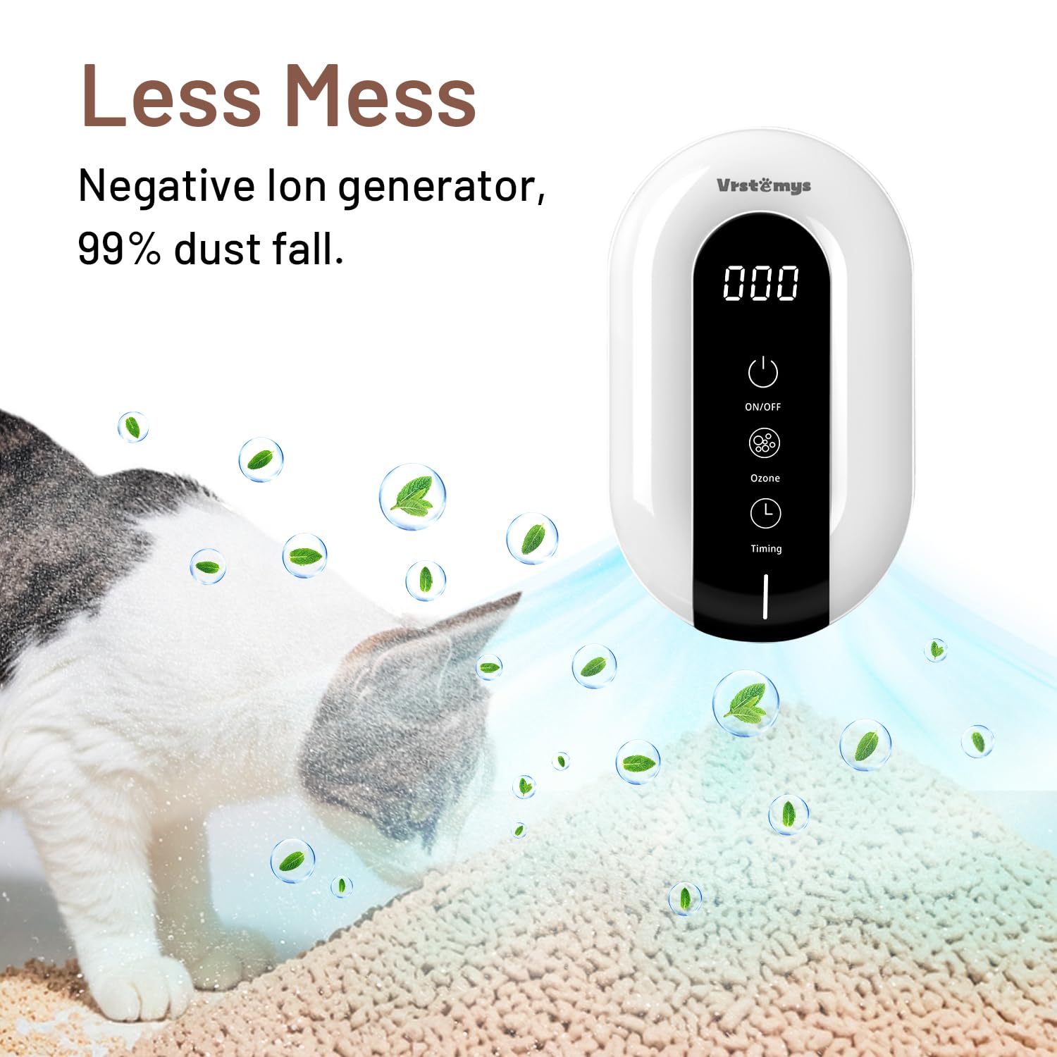 Ozone Odor Eliminator for Strong Smells - Cat Litter Deodorizer & 99% Effective Air Purifier - Eliminates Pet, Smoke & Household Odors - Ideal for Small Spaces, Bathrooms & Closets