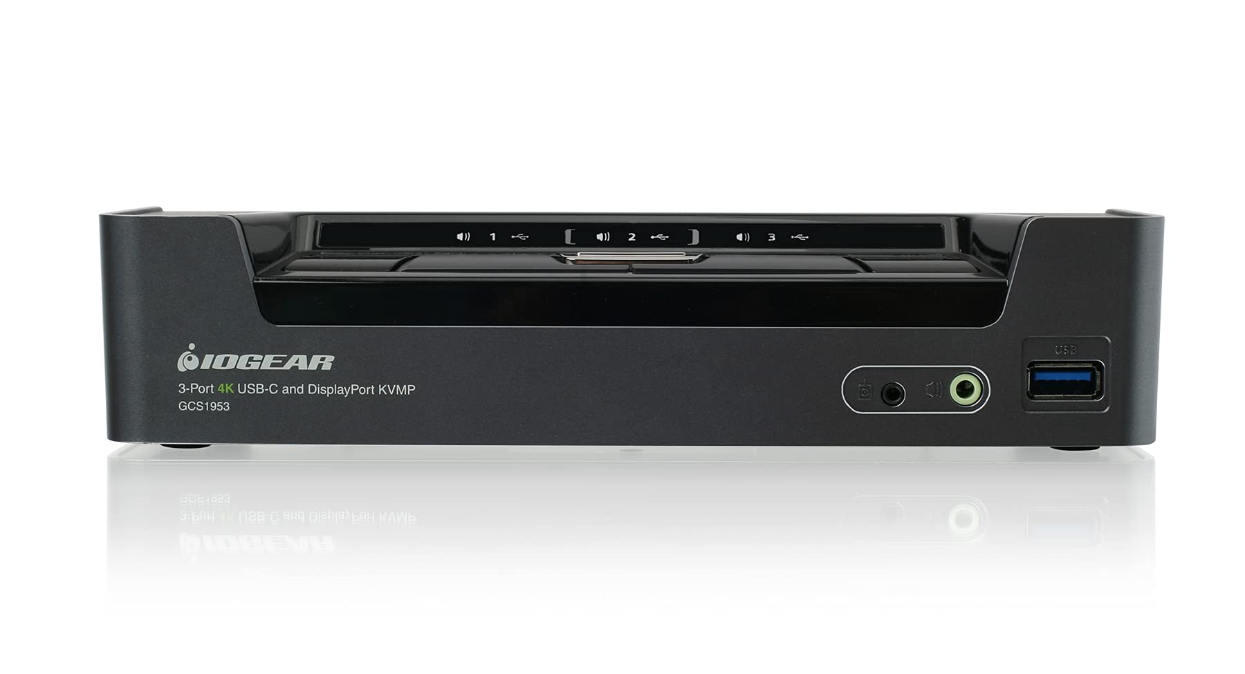 IOGEAR 3-Port 4K USB-C & DisplayPort KVMP Switch with 60W Power Delivery - GCS1953 | Multi-Computer Sharing for Home Office & Gaming Setup