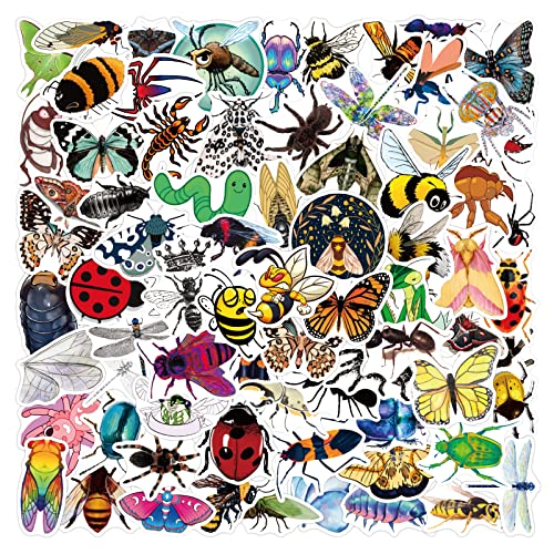 100 Pcs Cute Insect Stickers Pack - Waterproof Vinyl Bug Stickers for Kids & Teens - Realistic Hexapod Animal Decals for Water Bottles, Laptops, Hydro Flasks - Perfect for Scrapbooking, Journaling & DIY Crafts (Classroom, Home Decor, Party Favors)