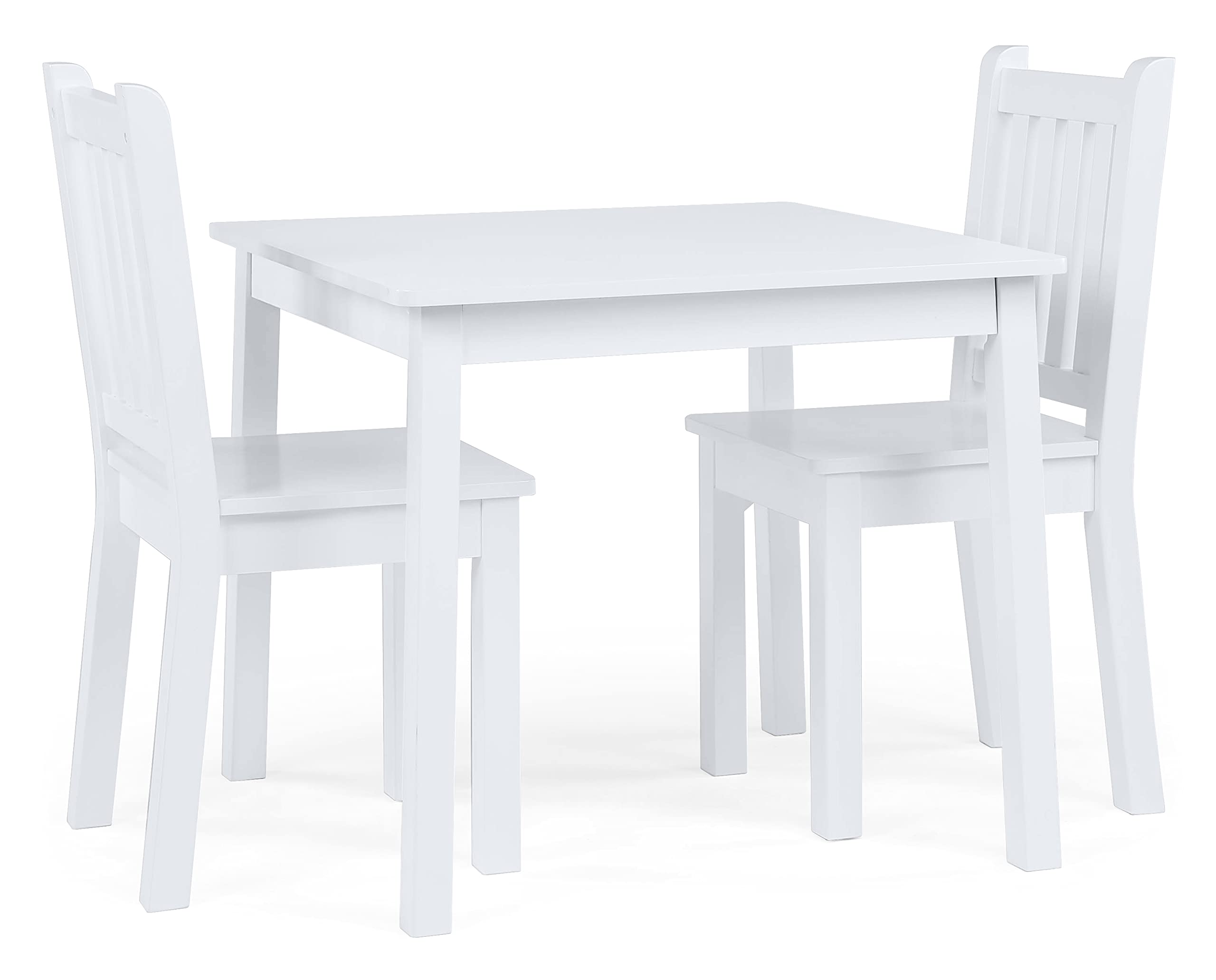 Humble Crew White Wooden Kids Table and 2 Chairs Set - Square Toddler Activity Table for Arts, Crafts & Snack Time - Durable Children's Furniture for Playroom, Classroom & Daycare Use