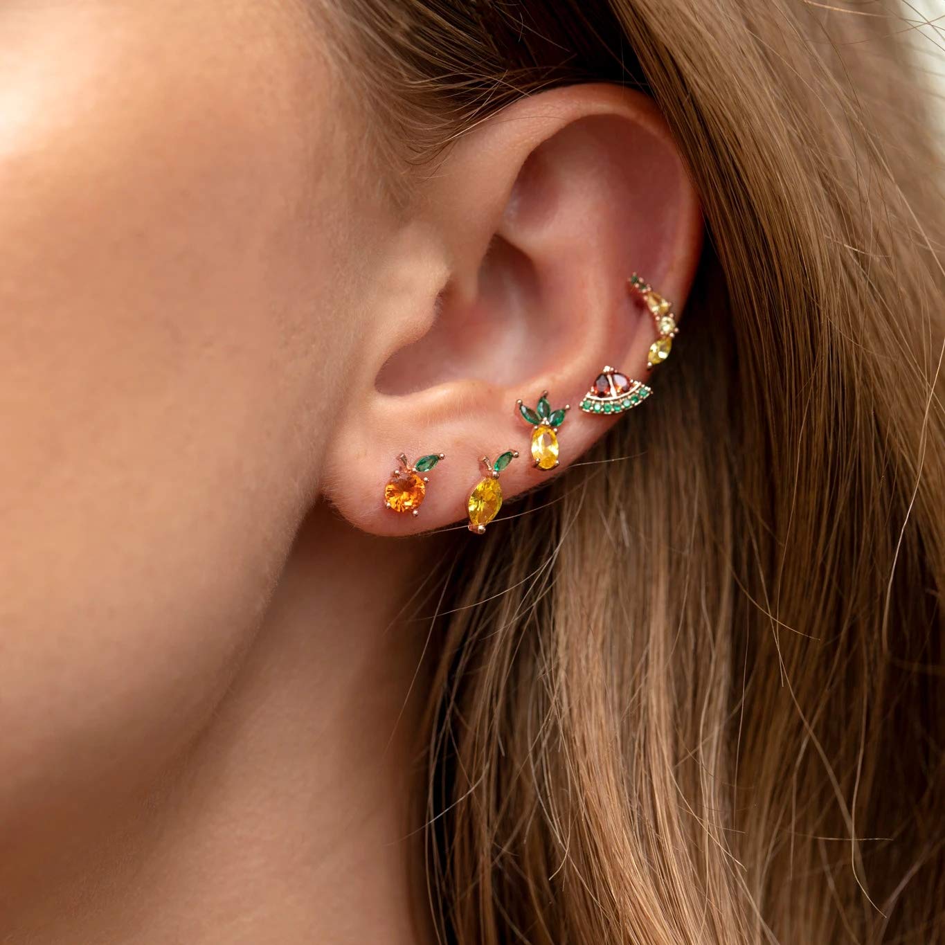 14K Gold Plated Cherry Stud Earrings for Women - Summer Tropical Fruit Jewelry Gift for Girls | Perfect for Beach Vacations, Parties & Everyday Wear
