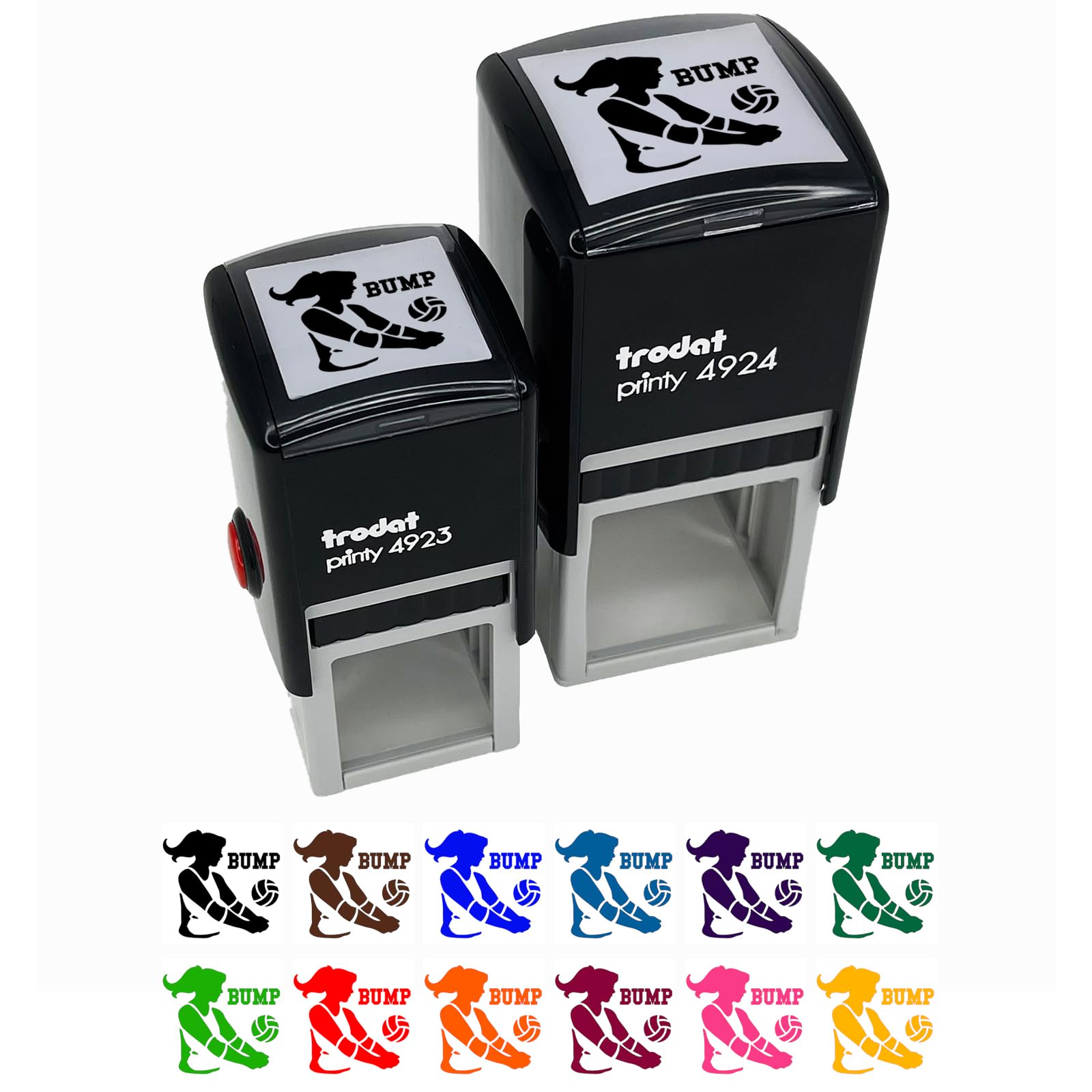Volleyball Women's Bump Move Self-Inking Rubber Stamp - 1 Inch Small Stamp with Black Ink - Perfect for Coaches, Players & Sports Team Organization