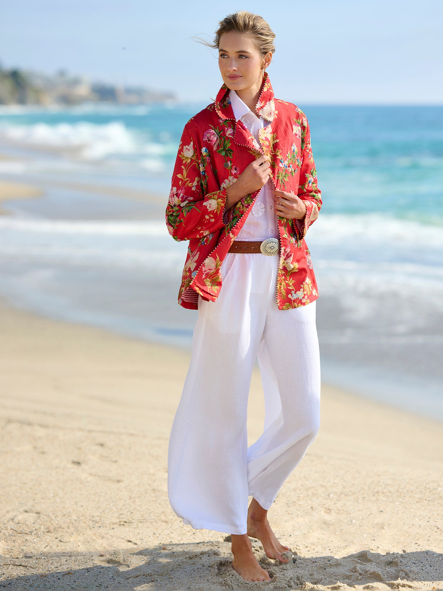 Emily Fleur Linen Shirt for Women | Breathable Summer Blouse | Casual Office & Beach Wear