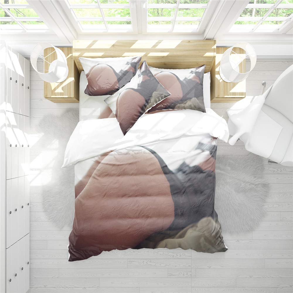 REALIN Sexy Duvet Cover Set - Lace Motorcycle & High Heels Bedding for Women (2/3/4PCS) - Quilt Cover, Sheets & Pillow Shams - Twin/Full/Queen/King Size - Perfect for Bedroom Decor & Romantic Nights (King-229x259cm-3PCS)