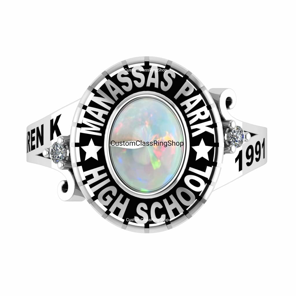 2022, 2023, 2024 Graduation Opal Class Ring - Custom 925 Silver School Ring Jewelry for Women | Perfect Gift for Graduation Ceremonies & Alumni Events