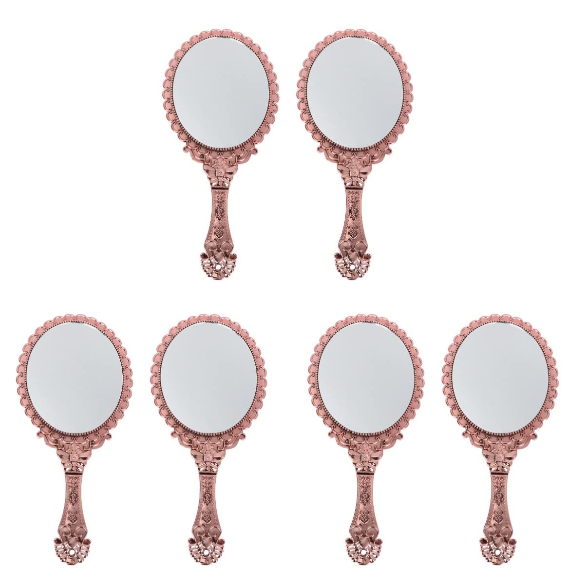 FRCOLOR 6-Piece Vintage Handheld Makeup Mirror Set - Retro Cosmetic Mirror for Women, Portable Compact Mirror with Elegant Design - Perfect for Home Vanity, Travel, Bridal Makeup & Gift Giving