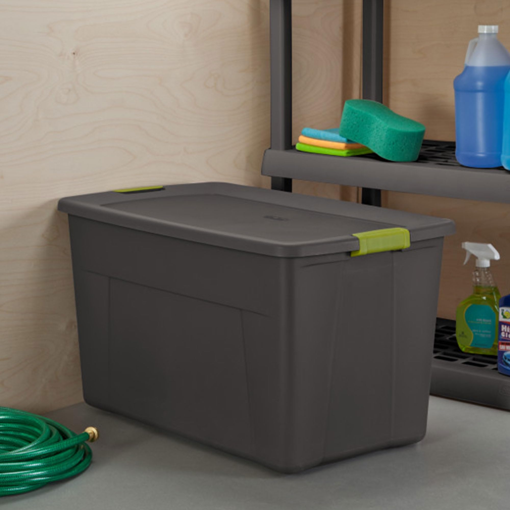 Sterilite 16-Pack 35 Gallon Large Plastic Storage Bins with Lids - Durable Gray Box Containers for Home Organization, Garage Storage & Moving Supplies