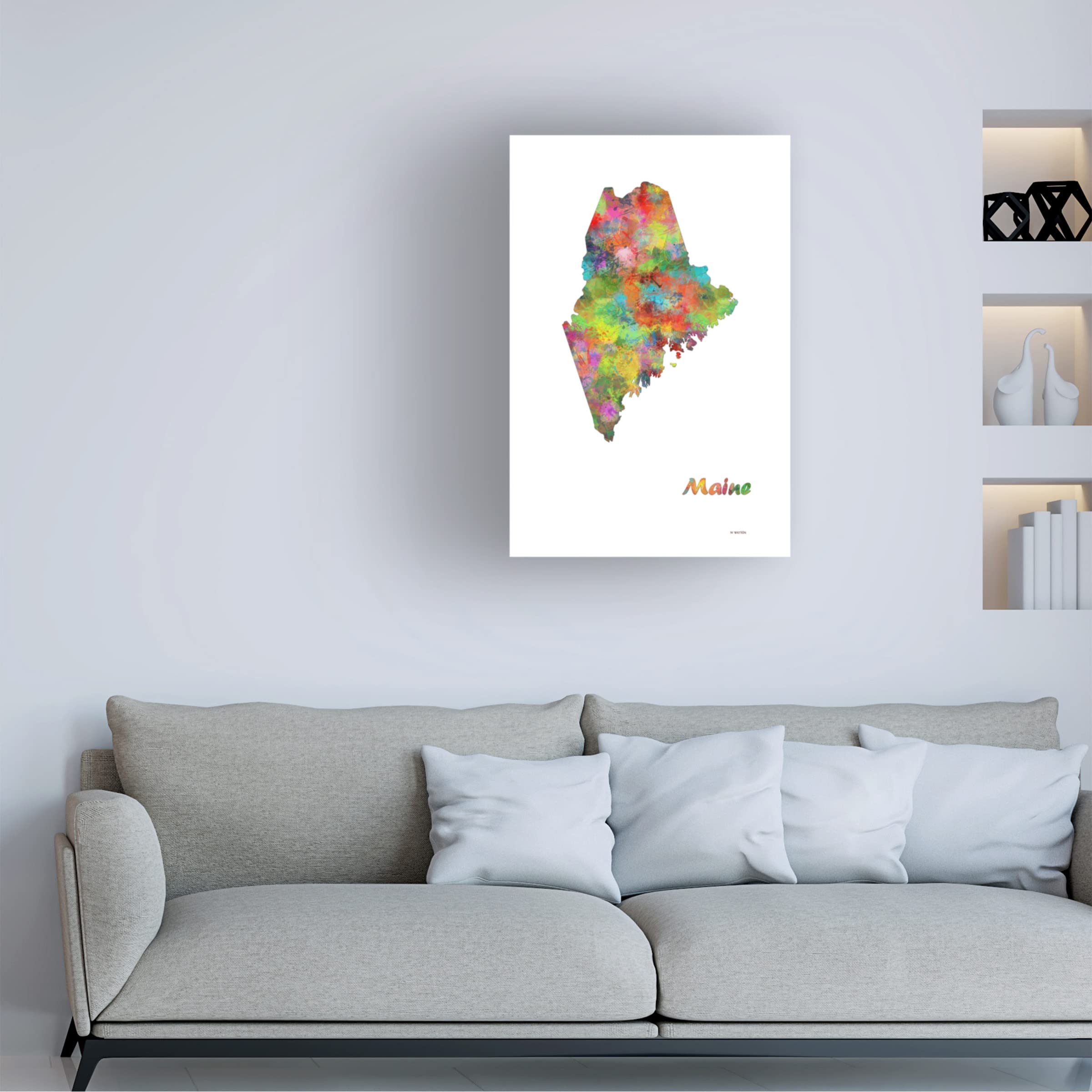 Maine State Map Canvas Art Print by Marlene Watson - 16x24 Inch Wall Decor for Home, Office & Gifts - Perfect for Coastal & New England Inspired Interiors
