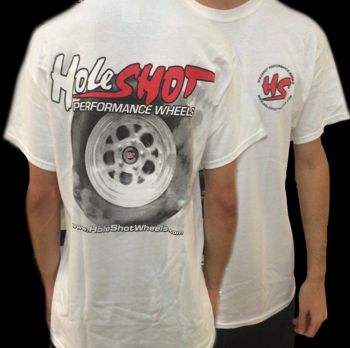 Holeshot Burnout Graphic T-Shirt for Men - White Cotton Tee - Motorcycle Racing & Biker Lifestyle Apparel