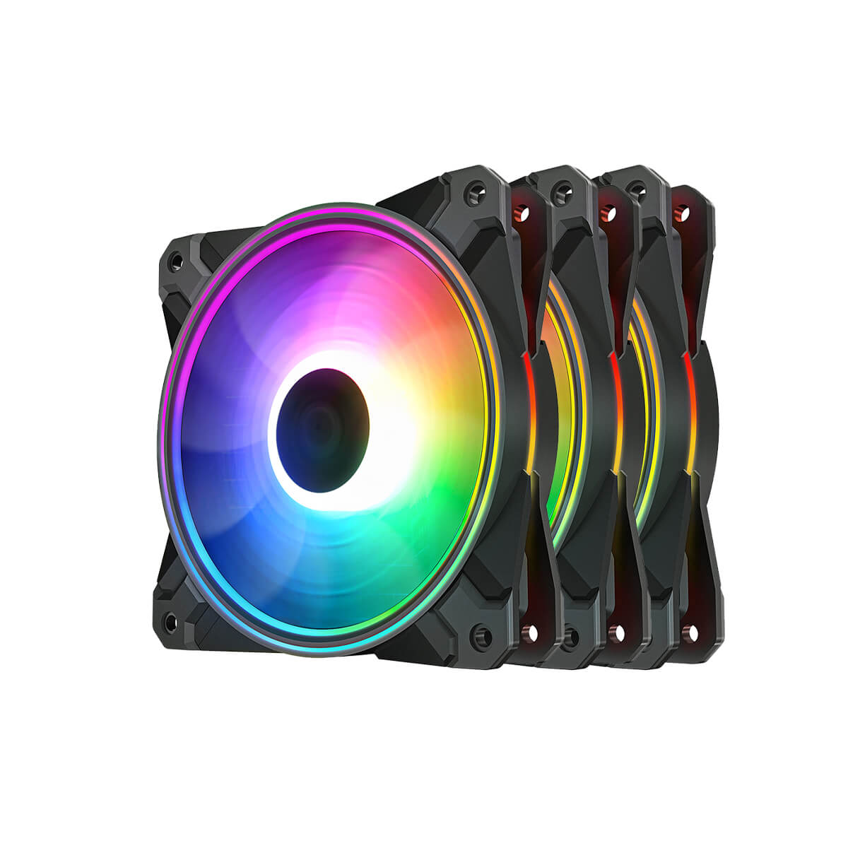 Deepcool CF120 Plus 120mm RGB PC Cooling Fans - 3 Pack with PWM Control & Vibrant Lighting | Perfect for Gaming Rigs, PC Cases & Liquid Cooling Systems