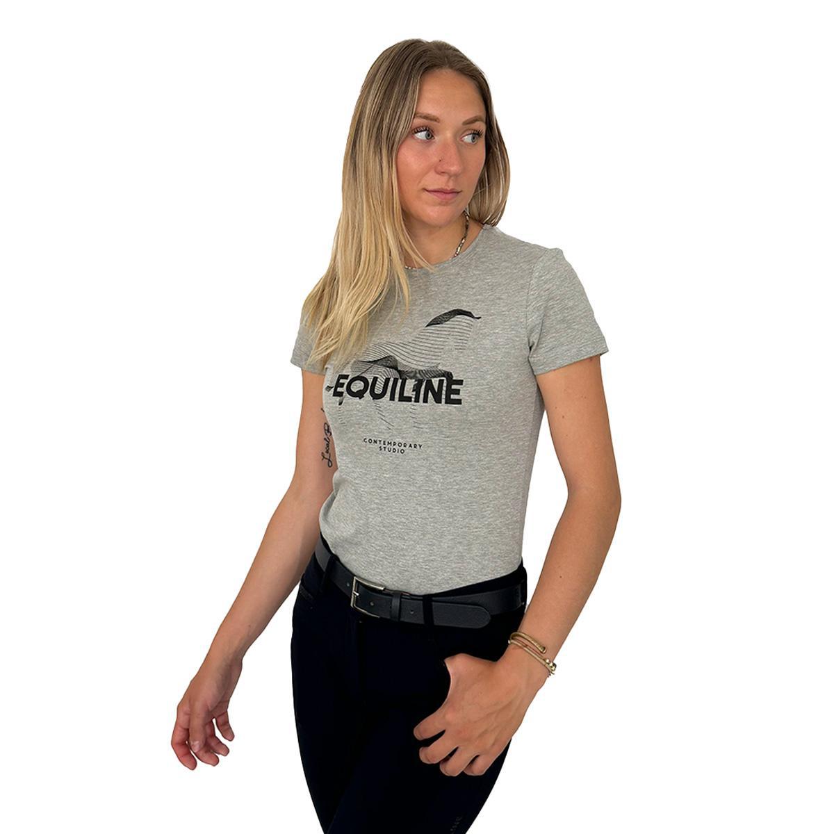 Equiline Women's Cubby Round Neck T-Shirt - Soft Cotton Casual Tee for Everyday Wear | Perfect for Work, Outings & Relaxing at Home