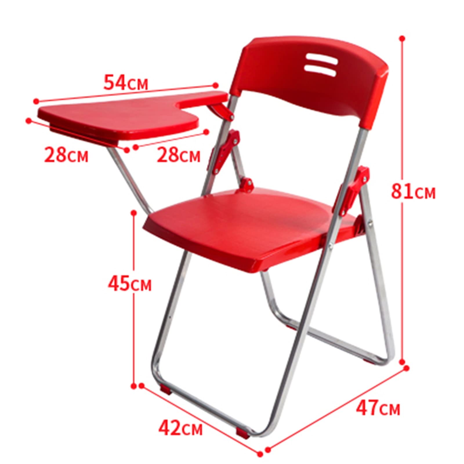 Plastic Folding Chair with Writing Board - Lightweight Training, Office & Conference Chair - Portable Black Folding Table Chair Set for School, Events & Home Use