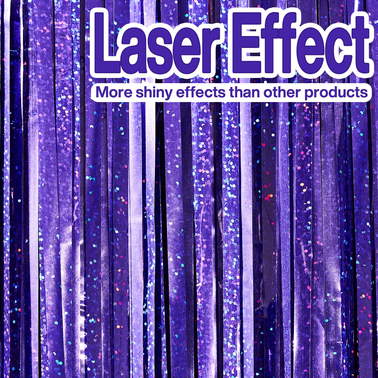 PartyWoo 2 Pack Purple Foil Fringe Curtains - Metallic Tinsel Fringe Backdrop for Doors & Walls - Mermaid Birthday Party Decorations, Bachelorette Party Supplies, Photo Booth Background - Perfect for Baby Showers, Wedding Receptions & Holiday Celebrations