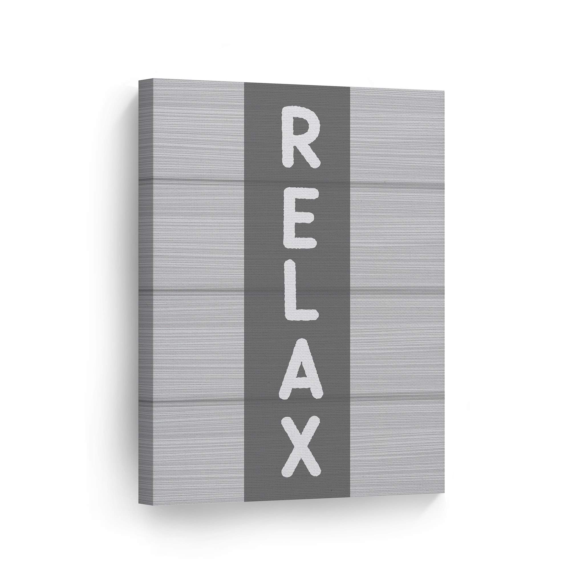 Funny Bathroom Canvas Print - Relax Grey Typography Wall Art for Home Decor | Ready to Hang 12x8